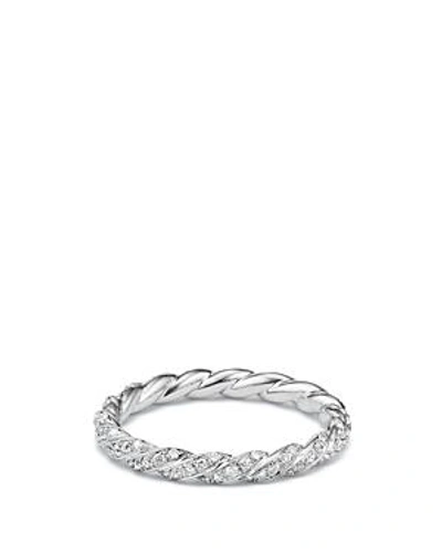 Shop David Yurman Paveflex Ring With Diamonds In 18k White Gold