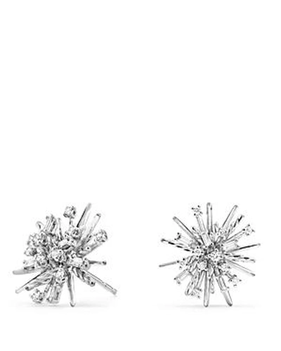 Shop David Yurman Supernova Stud Earrings With Diamonds In 18k White Gold