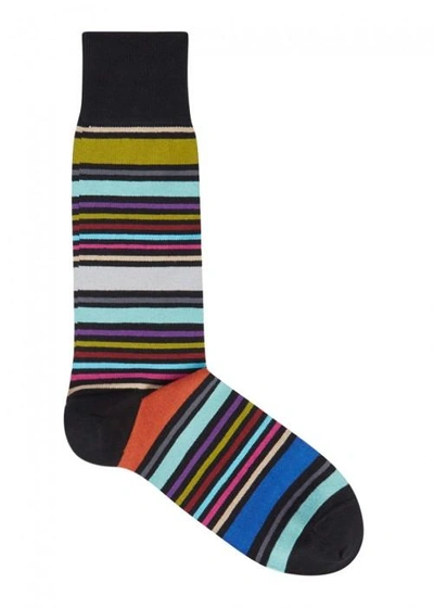 Shop Paul Smith Striped Cotton Blend Socks In Multicoloured