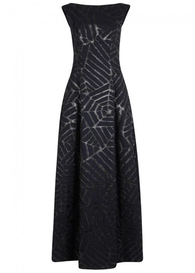 Shop Talbot Runhof Noralee Fil Coupé Wool Blend Gown In Navy