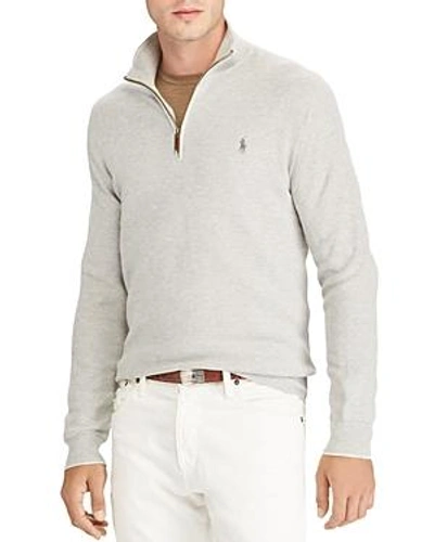 Shop Polo Ralph Lauren Half-zip Cotton Sweater In Gray