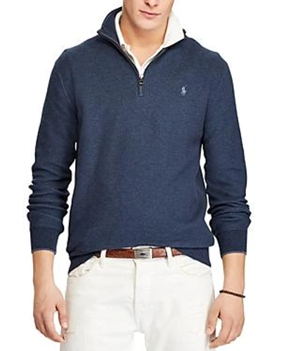 Shop Polo Ralph Lauren Half-zip Cotton Sweater In Heather Navy