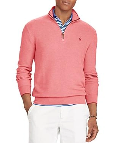 Shop Polo Ralph Lauren Half-zip Cotton Sweater In Heather Orange