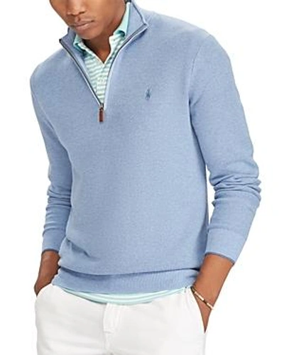 Shop Polo Ralph Lauren Half-zip Cotton Sweater In Blue