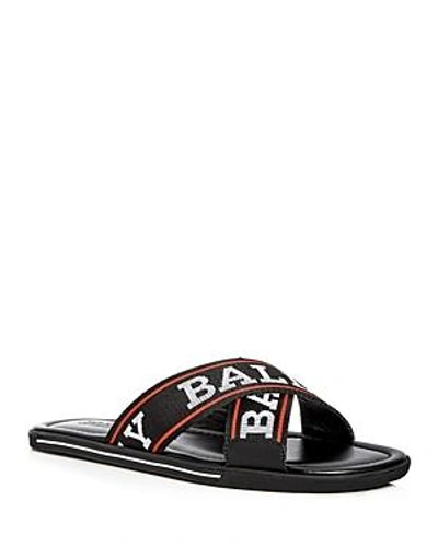 Shop Bally Men's Bonks Logo Slide Sandals In Black/white
