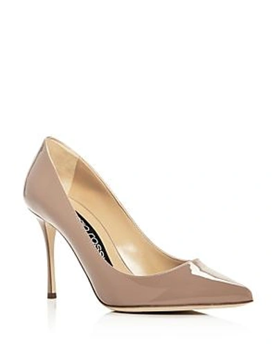 Shop Sergio Rossi Women's Godiva Patent Leather Pointed Toe Pumps In Light Beige