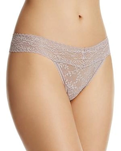 Shop Calvin Klein Bare Lace Thong In Light Steel