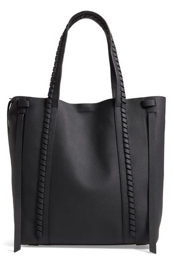 Allsaints Ray Leather Tote - Black In Black/silver | ModeSens
