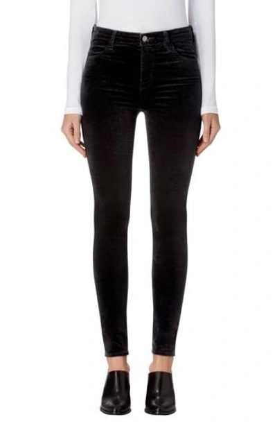 Shop J Brand Maria High Waist Velvet Skinny Jeans In Black