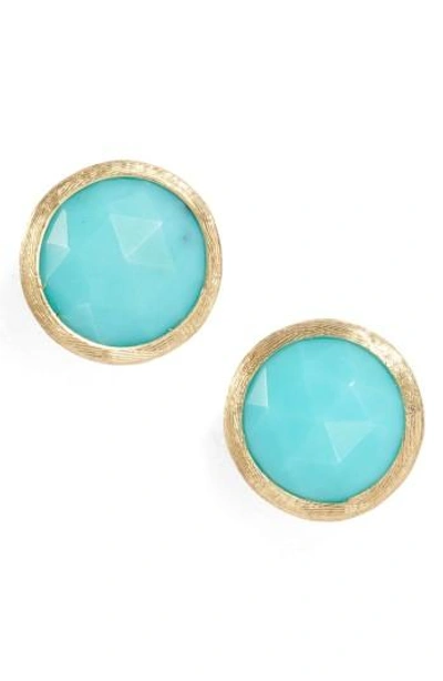 Shop Marco Bicego 'jaipur' Stone Stud Earrings In Yellow Gold/ Turquoise