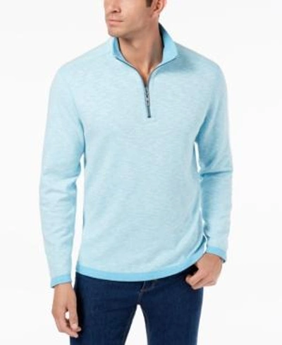Shop Tommy Bahama Men's Sea Glass Quarter-zip Sweater In Breeze Blue