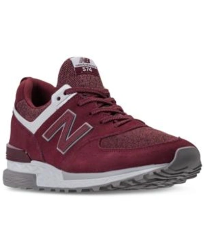 Shop New Balance Men's 574 Suede Casual Sneakers From Finish Line In Burgundy/white