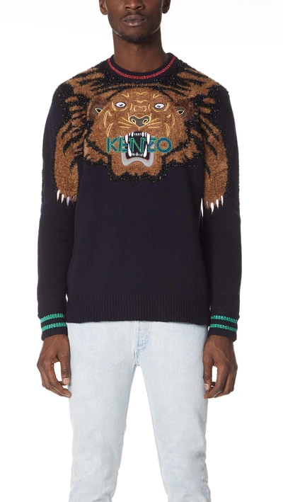 Shop Kenzo Tiger Crew Sweater In Black