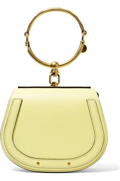 Shop Chloé Nile Bracelet Small Leather And Suede Shoulder Bag In Pastel Yellow