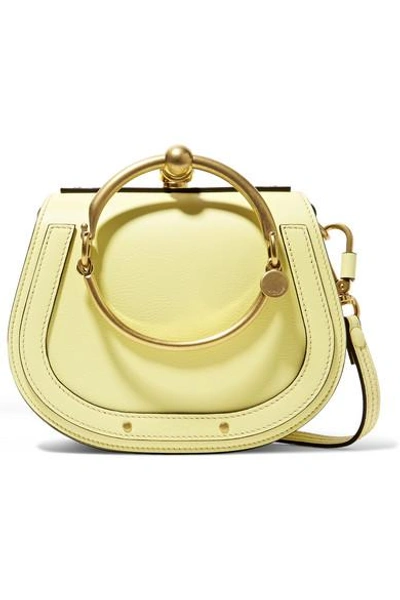 Shop Chloé Nile Bracelet Small Leather And Suede Shoulder Bag In Pastel Yellow