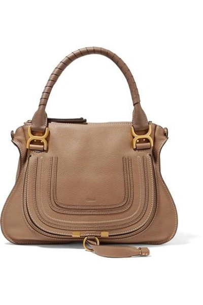 Shop Chloé Marcie Medium Textured-leather Tote In Brown