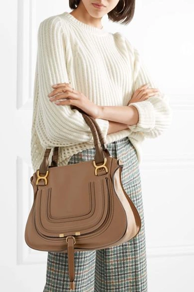 Shop Chloé Marcie Medium Textured-leather Tote In Brown
