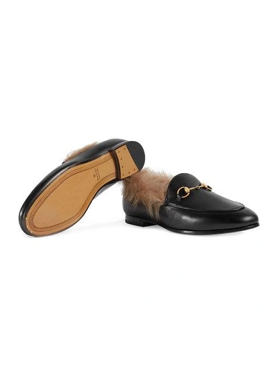 Shop Gucci Jordaan Fur Loafer In Black