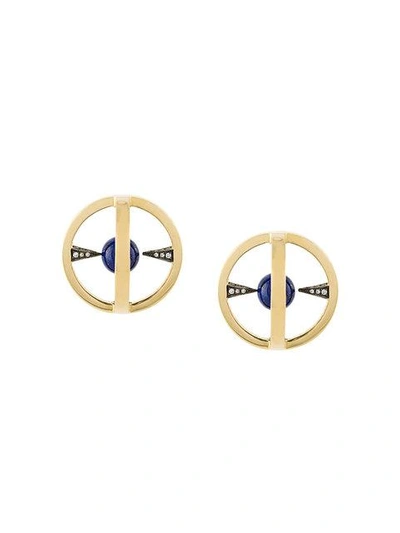 Shop Noor Fares 18kt Gold And Diamond Radial Creoles Earrings - Metallic