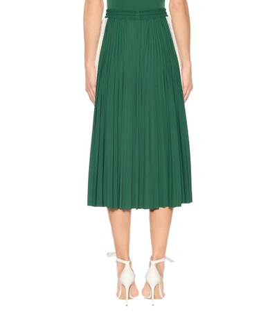 Shop Valentino Pleated Midi Skirt In Green