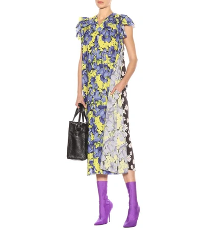 Shop Balenciaga Floral-printed Midi Dress In Multicoloured