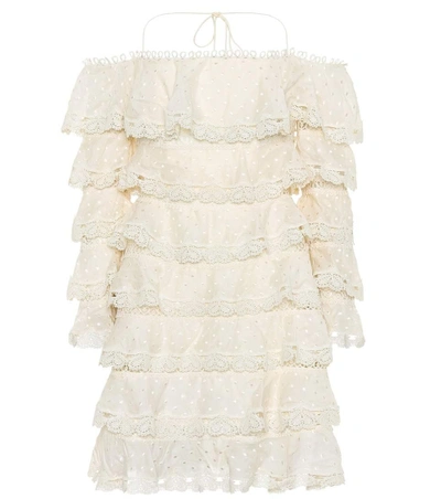 Shop Zimmermann Painted Heart Cotton And Silk Dress In White