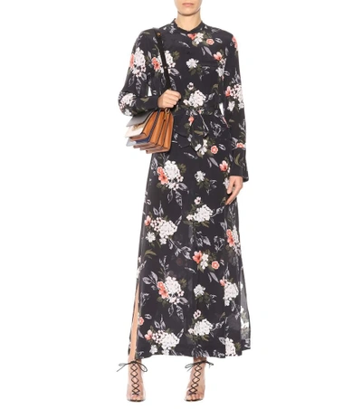 Shop Equipment Britten Silk Maxi Shirt Dress In Black