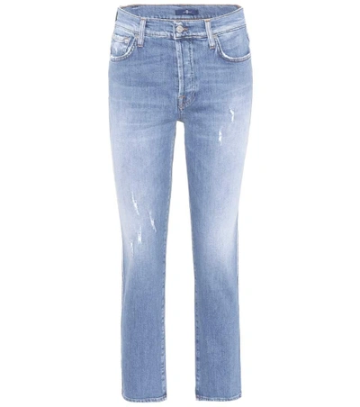 Shop 7 For All Mankind Edie High-rise Straight Jeans In Blue