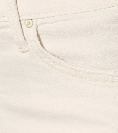 Shop Mother The Insider Crop Step Fray Jeans In White