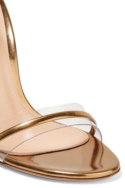 Shop Gianvito Rossi Portofino 100 Pvc-trimmed Metallic Leather Sandals In Gold
