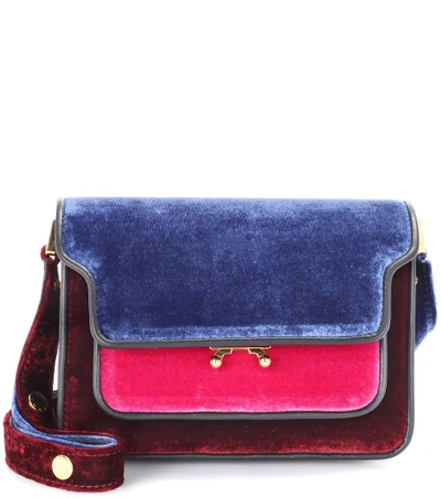 Shop Marni Trunk Mini Velvet Shoulder Bag