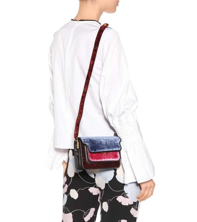 Shop Marni Trunk Mini Velvet Shoulder Bag