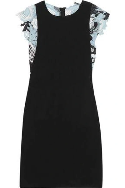 Shop 3.1 Phillip Lim / フィリップ リム Woman Guipure Lace-paneled Silk Crepe De Chine Mini Dress Black