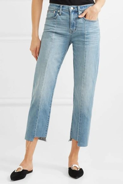 Shop Madewell Cruiser Distressed Mid-rise Straight-leg Jeans In Light Denim