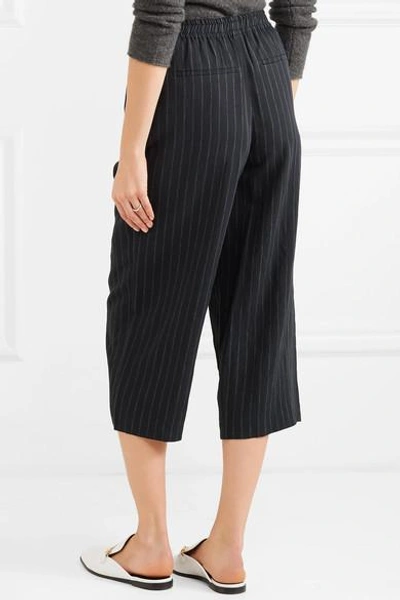 Shop Vince Cropped Pinstriped Twill Wide-leg Pants
