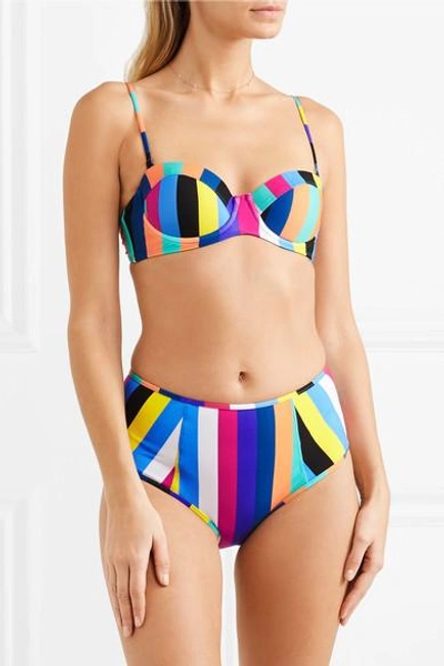 Shop Diane Von Furstenberg Striped Bandeau Bikini Top In Azure