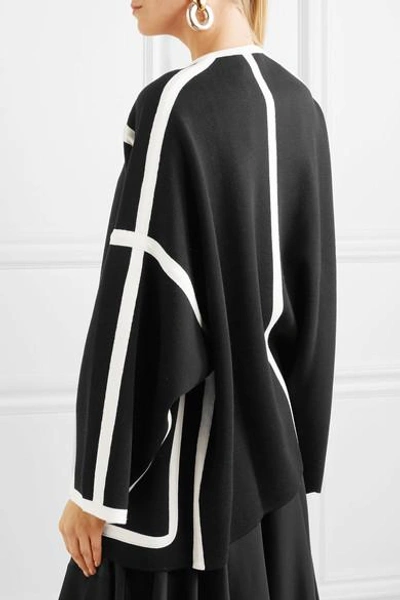 Shop Chloé Iconic Piped Wool Coat In Black