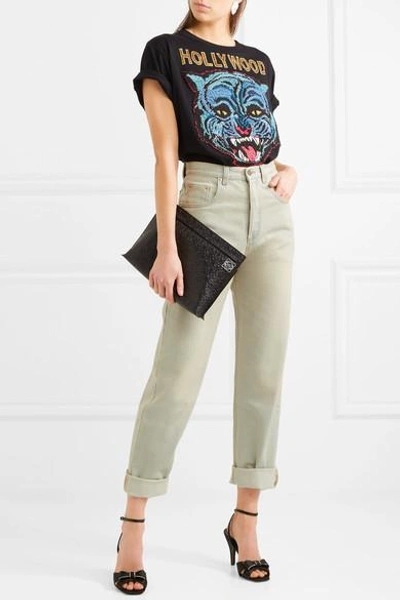 Shop Gucci Printed High-rise Straight-leg Jeans