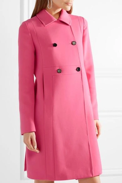 Shop Valentino Donna Double-breasted Wool Coat In Pink