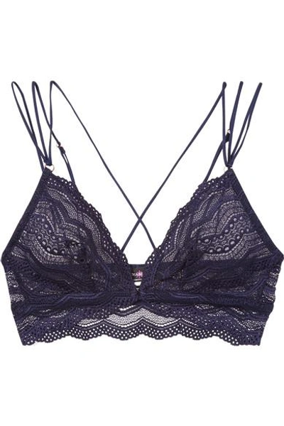 Shop Cosabella Ceylon Stretch-lace Soft-cup Triangle Bra In Dark Purple