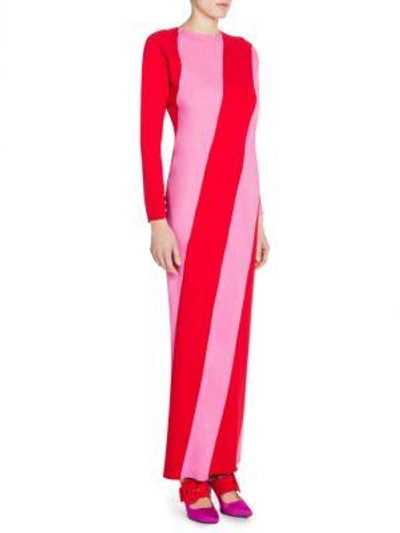 Shop Attico Satin Striped Gown In Pink