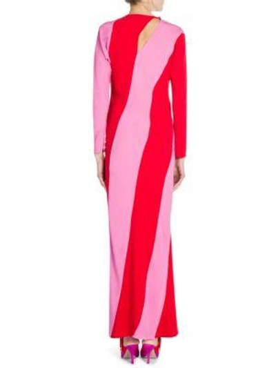 Shop Attico Satin Striped Gown In Pink