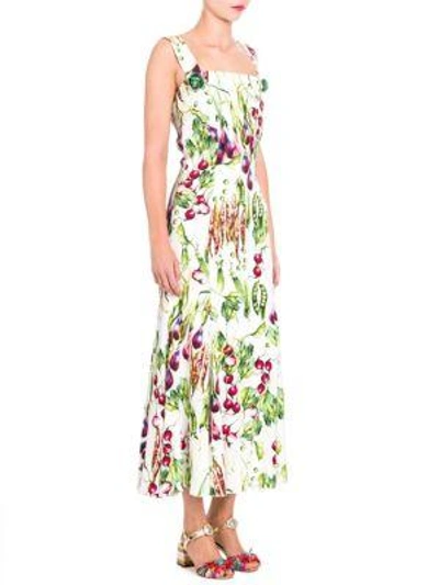 Shop Dolce & Gabbana Vegetable-print Midi Dress In Radish Print