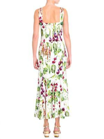 Shop Dolce & Gabbana Vegetable-print Midi Dress In Radish Print