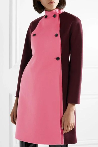 Shop Valentino Two-tone Double-breasted Wool And Cashmere-blend Felt Coat In Merlot
