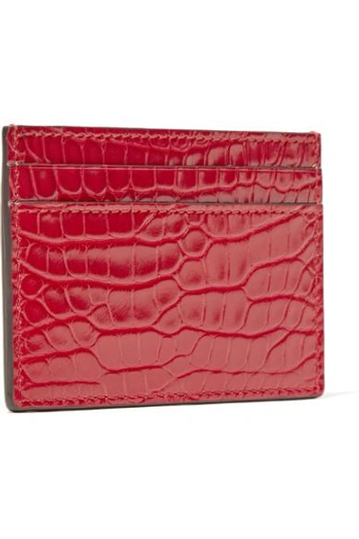 Shop Gucci Marmont Petite Alligator Cardholder In Red