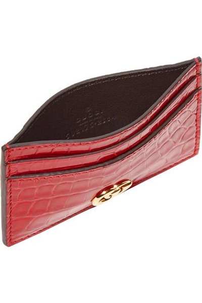 Shop Gucci Marmont Petite Alligator Cardholder In Red