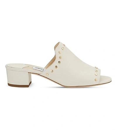 Shop Jimmy Choo Myla 35 Leather Backless Mules In White Gold
