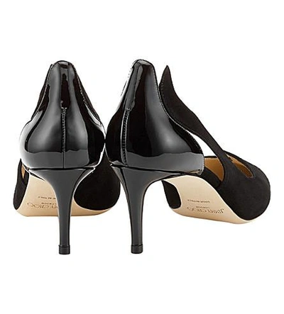 Shop Jimmy Choo Saga 65 Leather And Suede Cutout Courts In Black Black