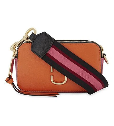 Shop Marc Jacobs Snapshot Leather Camera Bag In New Orange Multi